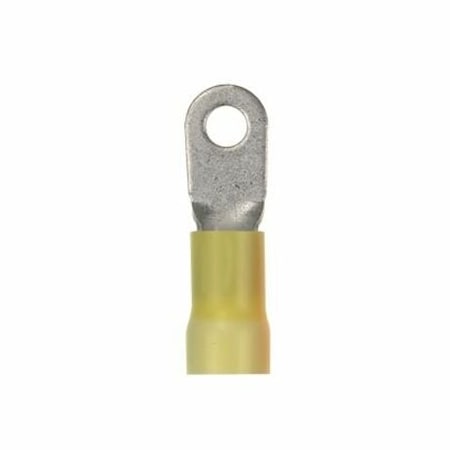 Panduit Ring Terminal, 5/16 in Stud Size, 4 AWG, 600 V, Vinyl Insulated, Yellow, 20 PK PV4-56R-E